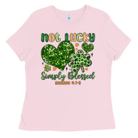 Bubblegum Pink not lucky simply blessed Ladies Tee - MaliasSmallBusiness