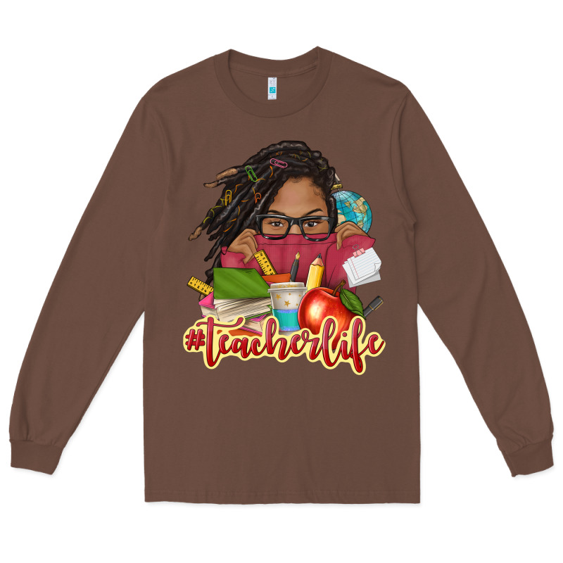Afro Woman Teacher Life Long Sleeve Tee by NancyCooperArtShop | Teevron