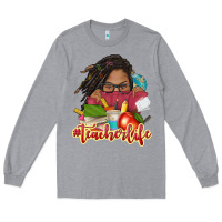 Heather Grey afro woman teacher life Long Sleeve Tee - NancyCooperArtShop