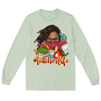 Matcha afro woman teacher life Long Sleeve Tee - NancyCooperArtShop
