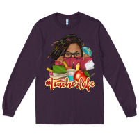 Plum afro woman teacher life Long Sleeve Tee - NancyCooperArtShop