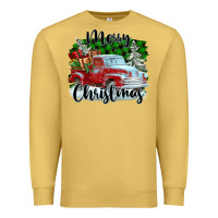 Antique Gold Merry Christmas Truck With Gifts Premium Sweatshirt - FaDigitalArtStudio