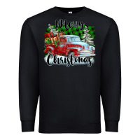 Black Merry Christmas Truck With Gifts Premium Sweatshirt - FaDigitalArtStudio