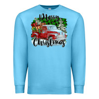 Ocean Blue Merry Christmas Truck With Gifts Premium Sweatshirt - FaDigitalArtStudio
