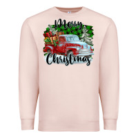 Pale Pink Merry Christmas Truck With Gifts Premium Sweatshirt - FaDigitalArtStudio