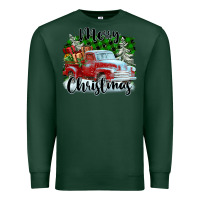 Sports Green Merry Christmas Truck With Gifts Premium Sweatshirt - FaDigitalArtStudio