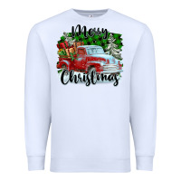 White Merry Christmas Truck With Gifts Premium Sweatshirt - FaDigitalArtStudio
