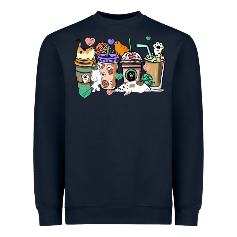 Cat Coffee Cups Heavyweight Sweatshirt by HowdyJamesFarm | Teevron