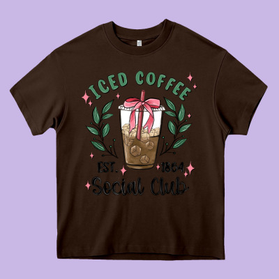 Iced Coffee Social Club Heavy Core Tee Designed By Maliassmallbusiness