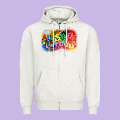Au-some Mom Autism Zipper Hoodie Designed By Fadigitalartstudio