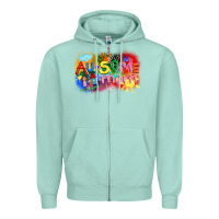 Seafoam Au-some mom Autism Zipper Hoodie - FaDigitalArtStudio