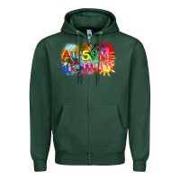 Sports Green Au-some mom Autism Zipper Hoodie - FaDigitalArtStudio