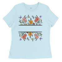 Baby Blue wildflower your text here Ladies Tee - MaliasSmallBusiness