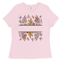 Bubblegum Pink wildflower your text here Ladies Tee - MaliasSmallBusiness
