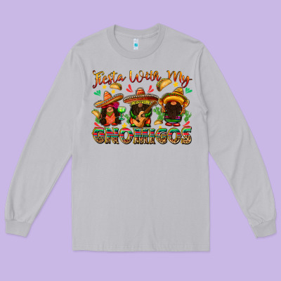 Fiesta With My Gnomigos Long Sleeve Tee Designed By Texasbilliewilder