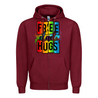 Burgundy free dad hugs Zipper Hoodie - OliviaCreatesArt