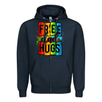 Navy free dad hugs Zipper Hoodie - OliviaCreatesArt