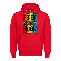 Red free dad hugs Zipper Hoodie - OliviaCreatesArt