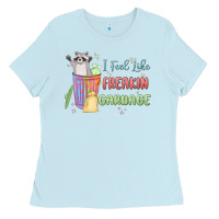 Baby Blue i feel like garbage raccoon Ladies Tee - MaliasSmallBusiness