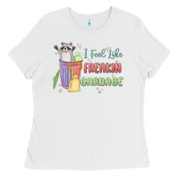 White i feel like garbage raccoon Ladies Tee - MaliasSmallBusiness
