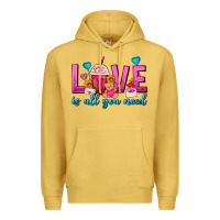 Antique Gold Love Is All You Need Valentines Day Frappe Coffee Premium Hoodie - FaDigitalArtStudio