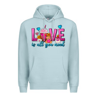 Blue Mist Love Is All You Need Valentines Day Frappe Coffee Premium Hoodie - FaDigitalArtStudio