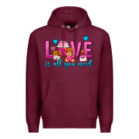Burgundy Love Is All You Need Valentines Day Frappe Coffee Premium Hoodie - FaDigitalArtStudio