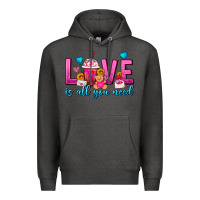Charcoal Heather Love Is All You Need Valentines Day Frappe Coffee Premium Hoodie - FaDigitalArtStudio
