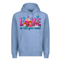 Colony Blue Love Is All You Need Valentines Day Frappe Coffee Premium Hoodie - FaDigitalArtStudio