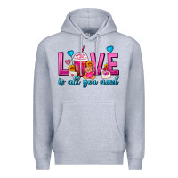 Heather Grey Love Is All You Need Valentines Day Frappe Coffee Premium Hoodie - FaDigitalArtStudio