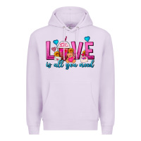 Lilac Love Is All You Need Valentines Day Frappe Coffee Premium Hoodie - FaDigitalArtStudio