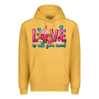 Mustard Love Is All You Need Valentines Day Frappe Coffee Premium Hoodie - FaDigitalArtStudio