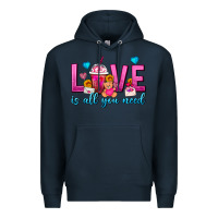 Navy Love Is All You Need Valentines Day Frappe Coffee Premium Hoodie - FaDigitalArtStudio