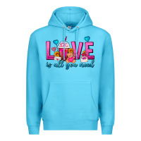 Ocean Blue Love Is All You Need Valentines Day Frappe Coffee Premium Hoodie - FaDigitalArtStudio