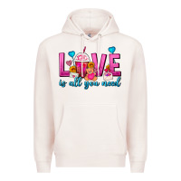 Pale Pink Love Is All You Need Valentines Day Frappe Coffee Premium Hoodie - FaDigitalArtStudio
