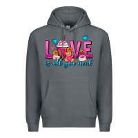 Rock Love Is All You Need Valentines Day Frappe Coffee Premium Hoodie - FaDigitalArtStudio