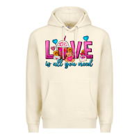 Sandshell Love Is All You Need Valentines Day Frappe Coffee Premium Hoodie - FaDigitalArtStudio