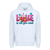 White Love Is All You Need Valentines Day Frappe Coffee Premium Hoodie - FaDigitalArtStudio