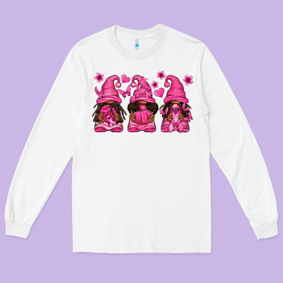 Breast Cancer Afro Gnomies Long Sleeve Tee Designed By Texasbilliewilder