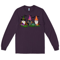 Plum Happy Halloween Gnome Pumpkin Long Sleeve Tee - RanaPortraitStore