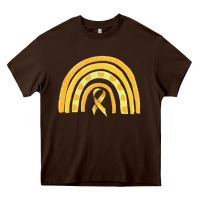 Chocolate Brown childhood cancer awareness rainbow Heavy Core Tee - MaliasSmallBusiness