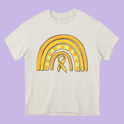 Childhood Cancer Awareness Rainbow Heavy Core Tee Designed By Maliassmallbusiness