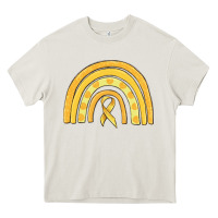 Cream childhood cancer awareness rainbow Heavy Core Tee - MaliasSmallBusiness