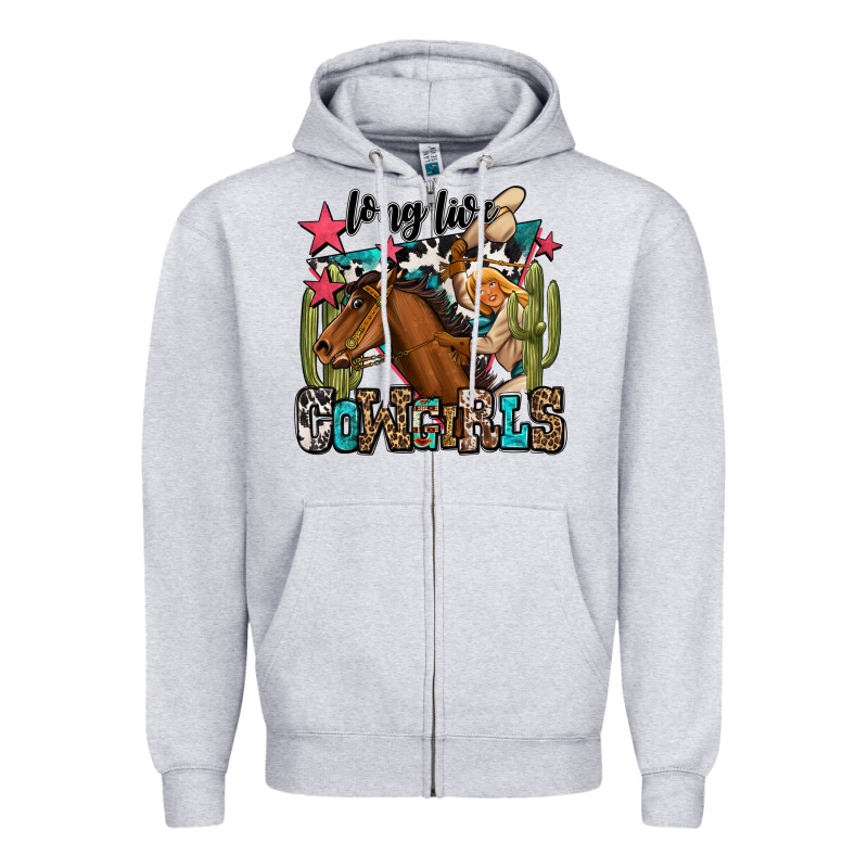Long Live Cowgirls Zipper Hoodie by OliviaCreatesArt | Teevron