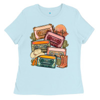 Baby Blue customized country cassette tapes Ladies Tee - MaliasSmallBusiness