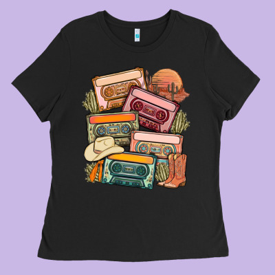 Customized Country Cassette Tapes Ladies Tee Designed By Maliassmallbusiness