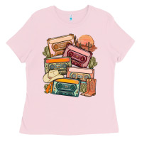 Bubblegum Pink customized country cassette tapes Ladies Tee - MaliasSmallBusiness