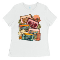 White customized country cassette tapes Ladies Tee - MaliasSmallBusiness