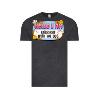 Vintage Black hello i am obsessed with my dog Vintage Tee - Artiststas