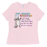 Bubblegum Pink just realized im a raccoon Ladies Tee - MaliasSmallBusiness